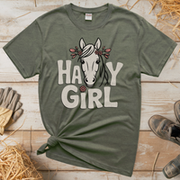 Hay Girl (Adult Unisex Tee) - Heather Military Green