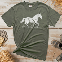 Flower Horse (Adult Unisex Tee) - Heather Military Green