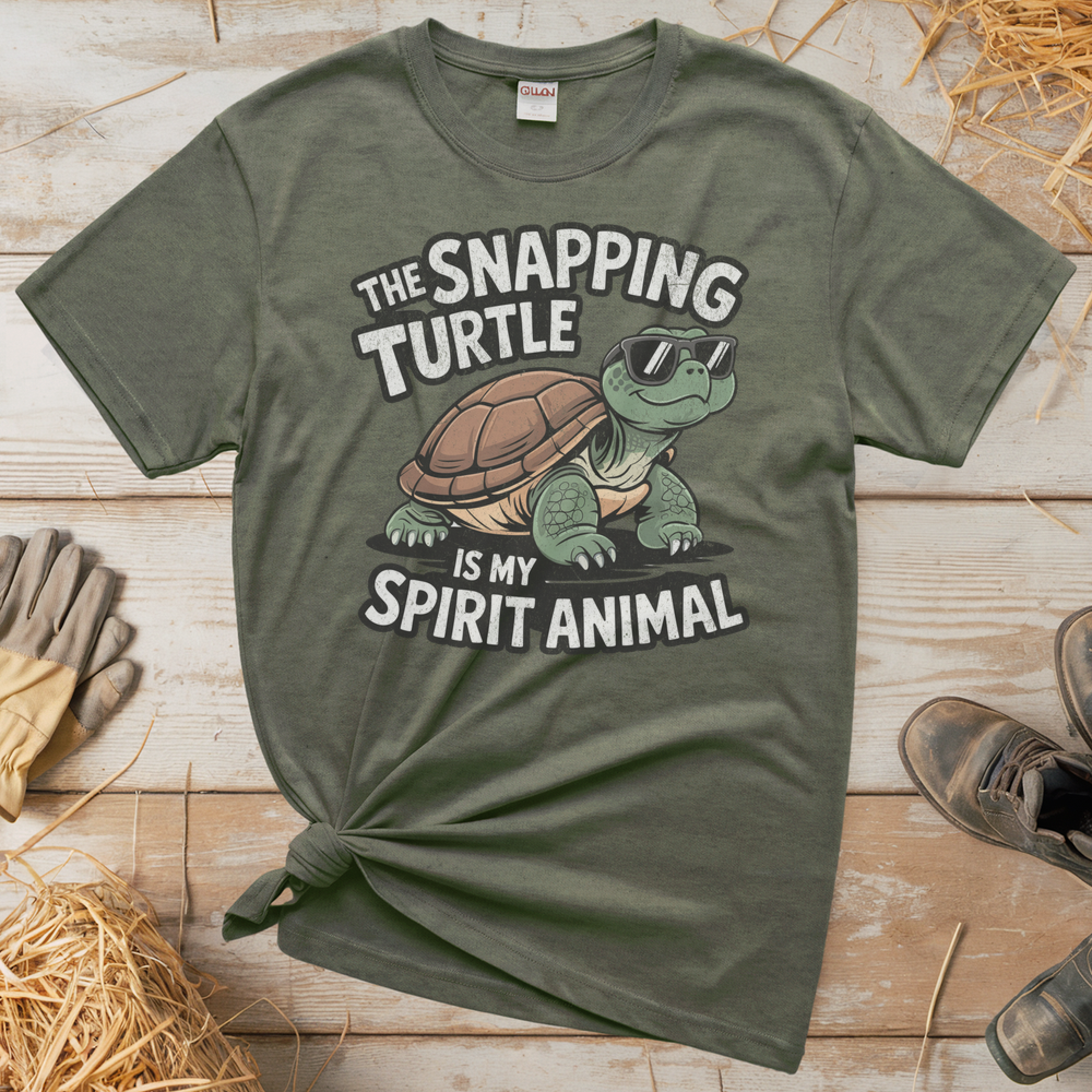 The Snapping Turtle Is My Spirit Animal (Adult Unisex Tee) - Heather Military Green