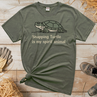 Snapping Turtle Is My Spirit Animal (Adult Unisex Tee) - Heather Military Green