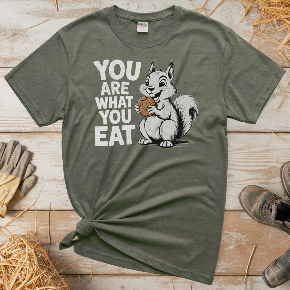 You Are What You Eat Nuts (Adult Unisex Tee) - Heather Military Green