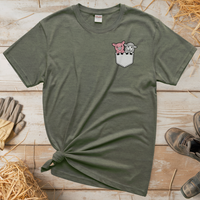 Sheep And Pig In Pocket (Adult Unisex Tee) - Heather Military Green