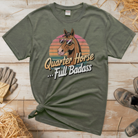 Quarter Horse Full Badass (Adult Unisex Tee) - Heather Military Green
