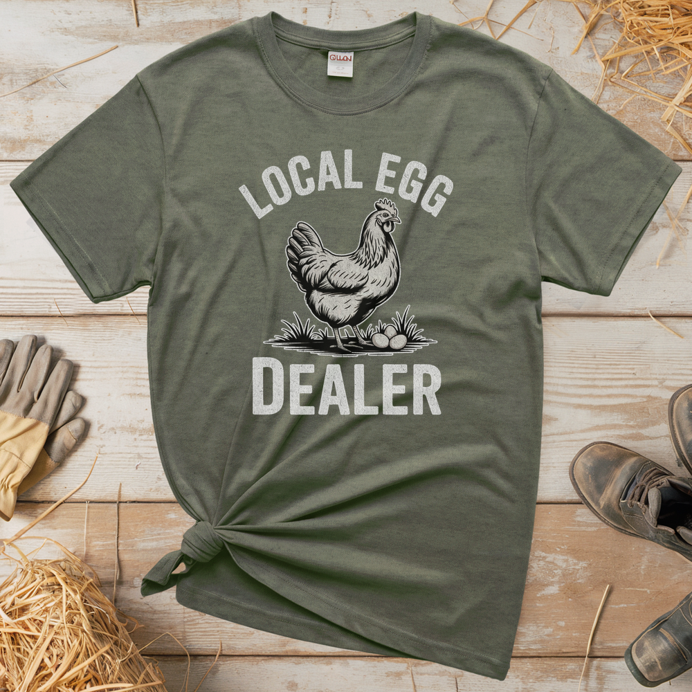 Local Egg Dealer (Adult Unisex Tee) - Heather Military Green