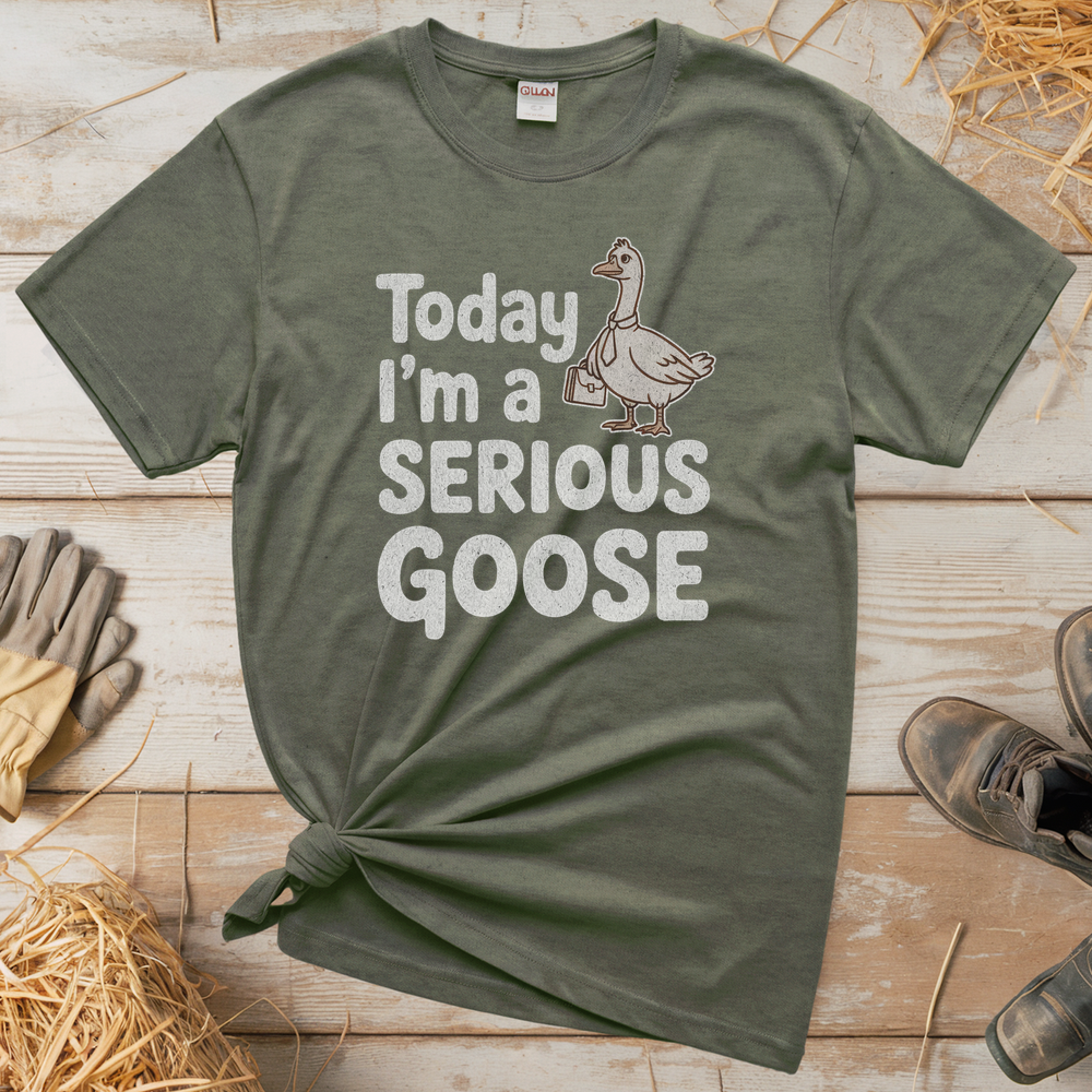Today Im A Serious Goose (Adult Unisex Tee) - Heather Military Green