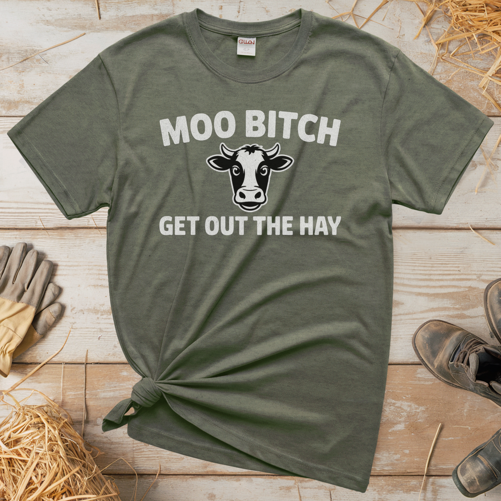 Moo Bitch Adult Tee - Heather Military Green