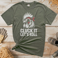 Cluck It Lets Roll Adult Tee - Heather Military Green