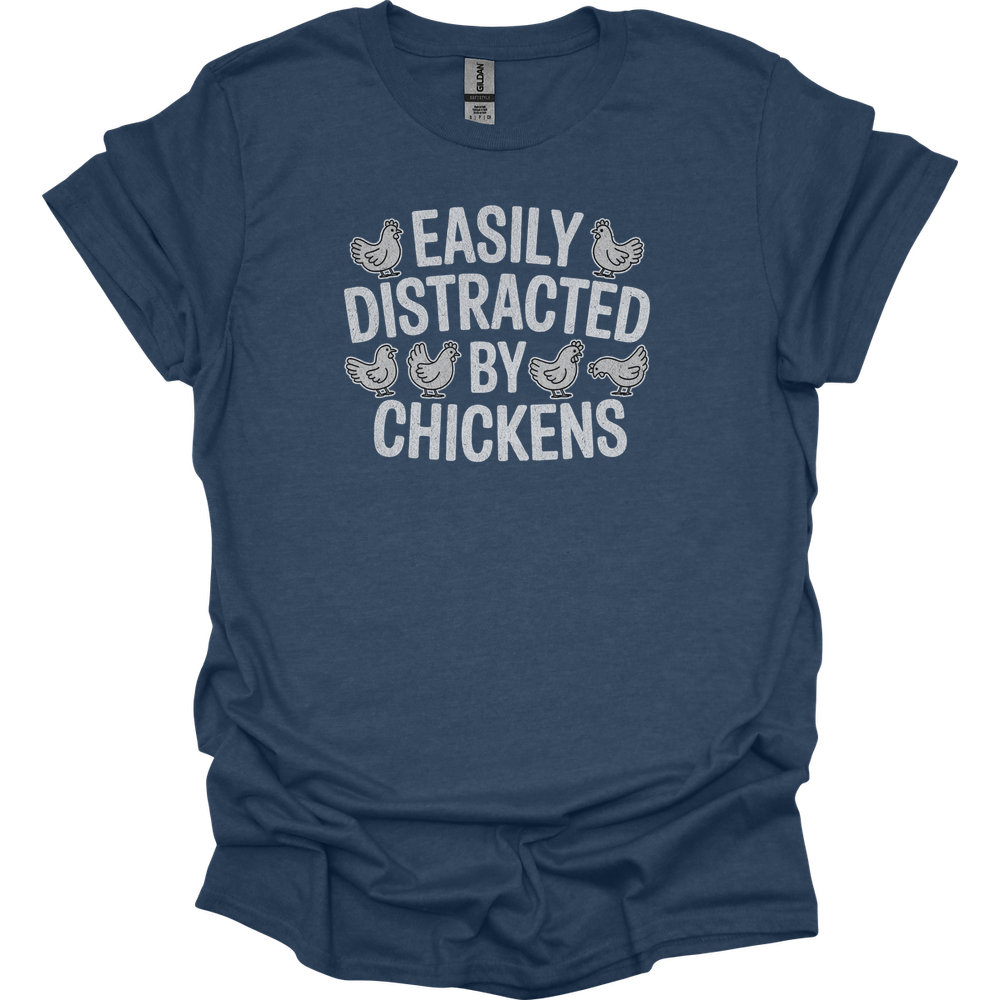 Easily Distracted By Chickens - Heather Navy