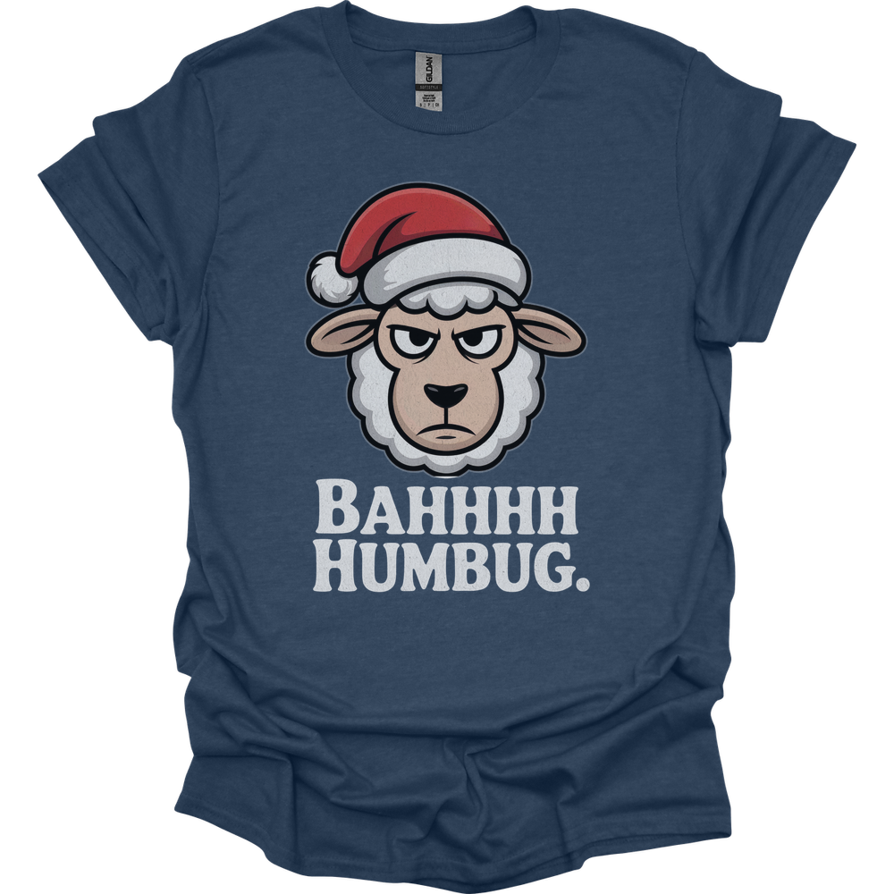 Bahhh Humbug Christmas (Adult Unisex Tee) - Heather Navy