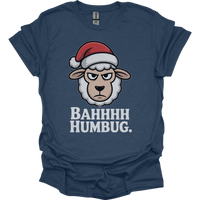 Bahhh Humbug Christmas (Adult Unisex Tee) - Heather Navy