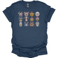 Barnyard Animals Adult Unisex Tee - Heather Navy