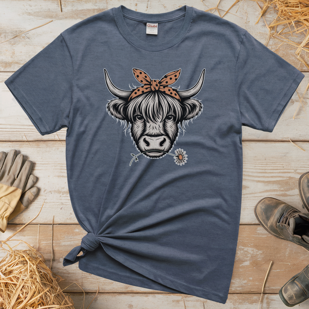 Cow Flower (Adult Unisex T-Shirt) - Heather Navy