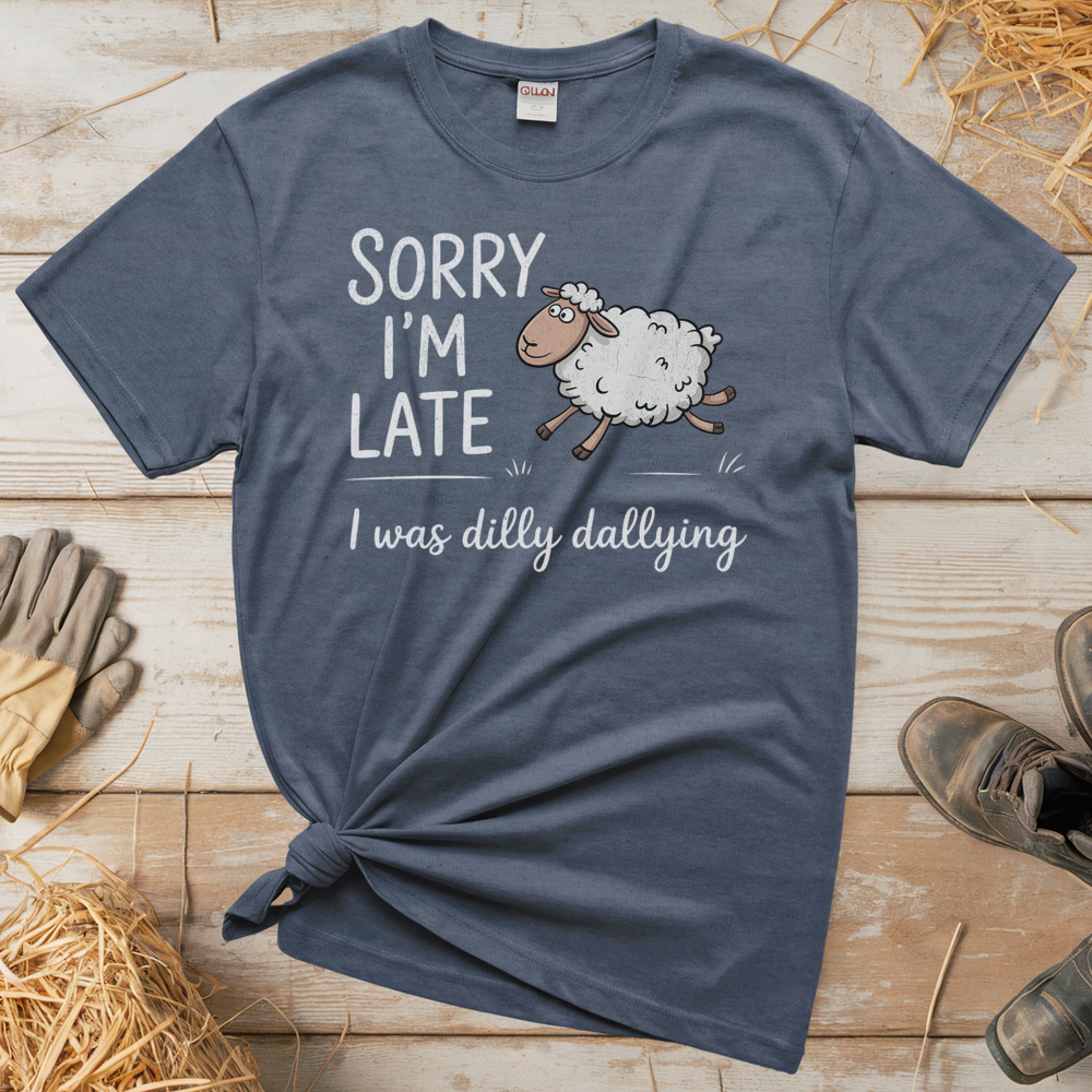 Dilly Dallying Sheep (Adult Unisex Tee) - Heather Navy