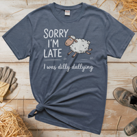 Dilly Dallying Sheep (Adult Unisex Tee) - Heather Navy