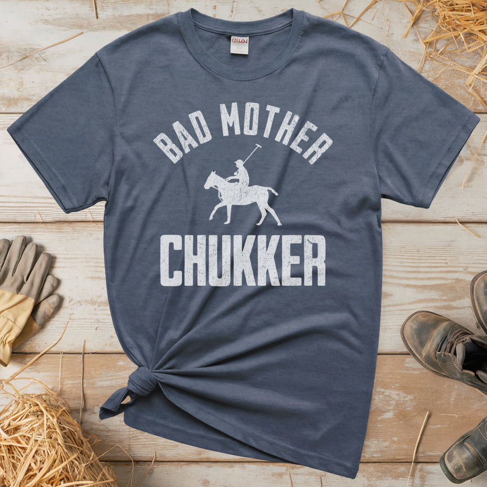 Bad Mother Chukker Horse Polo (Adult Unisex Tee) - Heather Navy