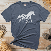 Flower Horse (Adult Unisex Tee) - Heather Navy