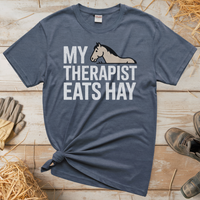 My Therapist Eats Hay (Adult Unisex Tee) - Heather Navy