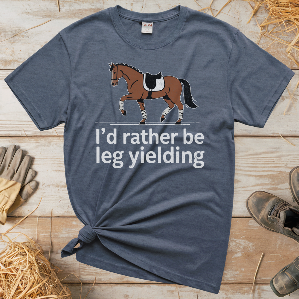I'd Rather Be Leg Yielding Dressage (Adult Unisex Tee) - Heather Navy