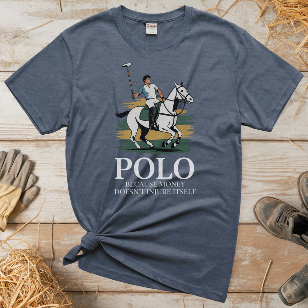 Polo Because Money Doesn't Injure Itself (Adult Unisex Tee) - Heather Navy