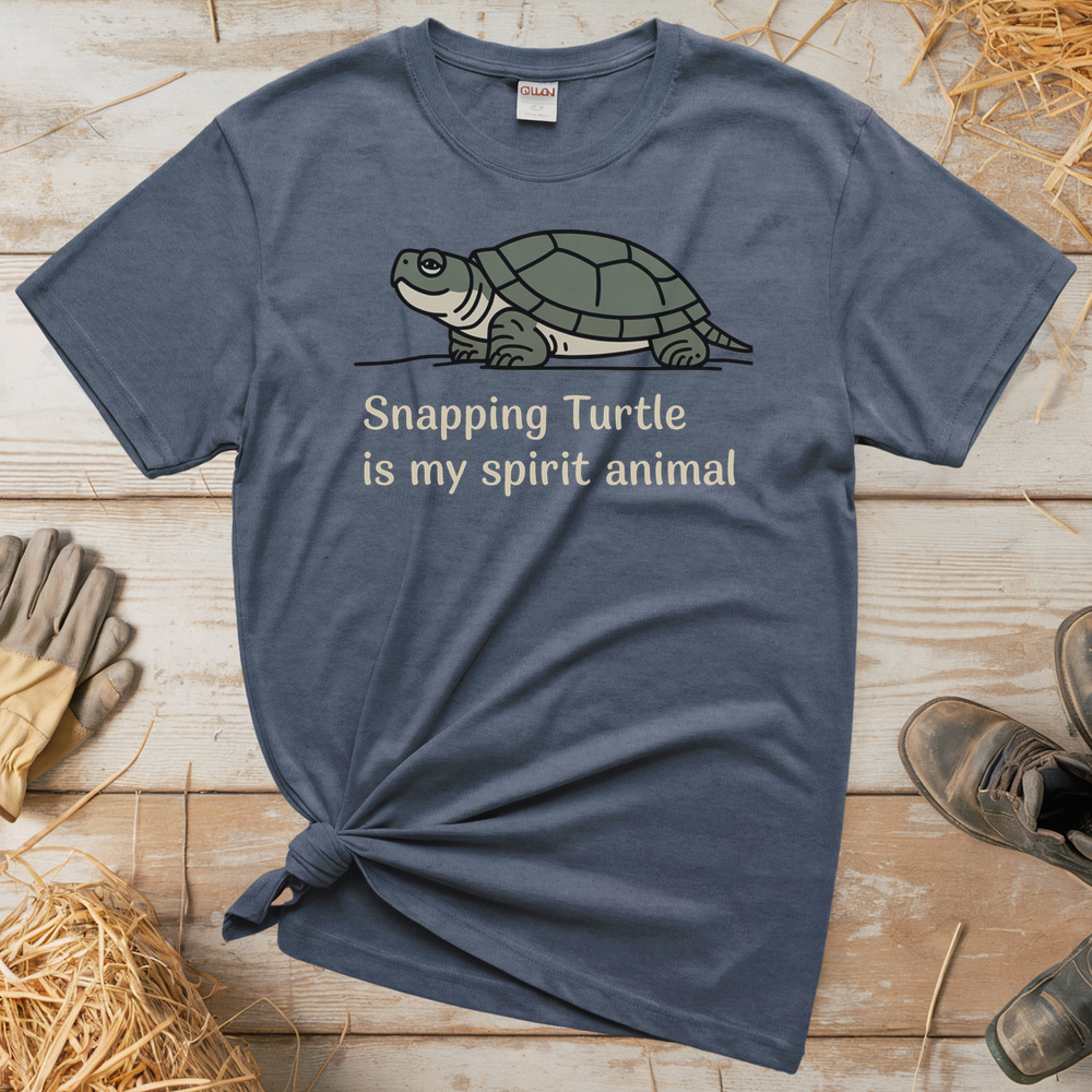 Snapping Turtle Is My Spirit Animal (Adult Unisex Tee) - Heather Navy
