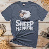 Sheep Happens (Adult Unisex Tee) - Heather Navy