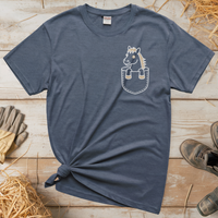 Horse In Pocket (Adult Unisex Tee) - Heather Navy
