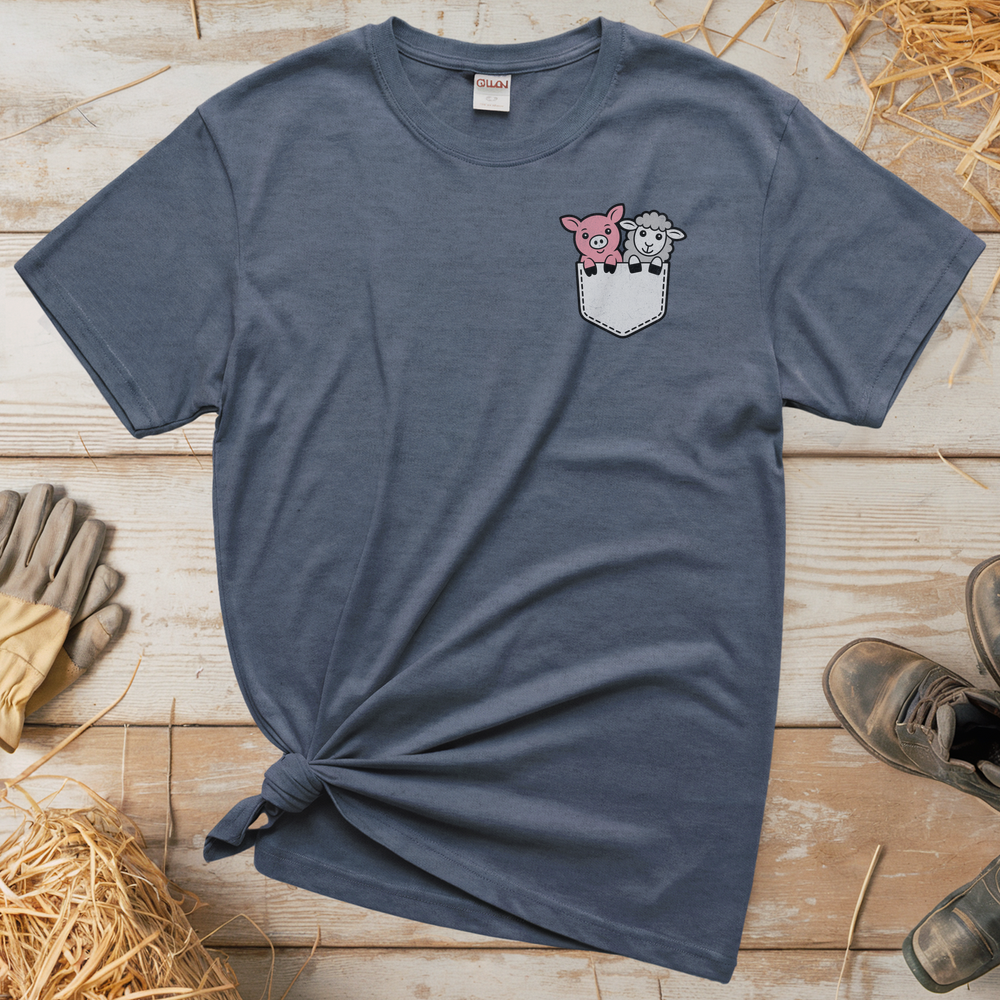 Sheep And Pig In Pocket (Adult Unisex Tee) - Heather Navy