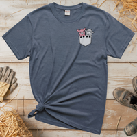 Sheep And Pig In Pocket (Adult Unisex Tee) - Heather Navy