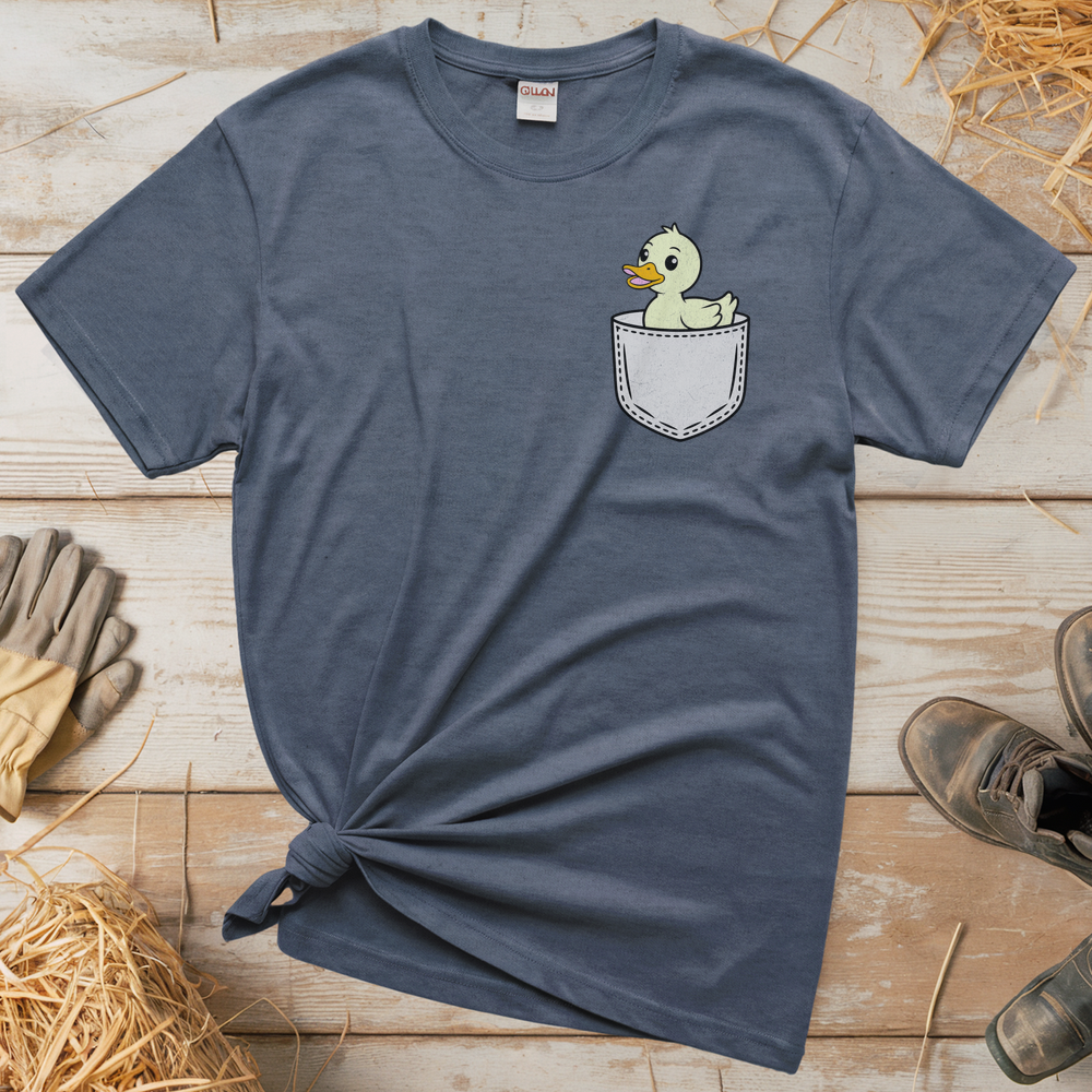 Duck In Pocket (Adult Unisex Tee) - Heather Navy