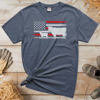 USA Cow Farm (Adult Unisex Tee) - Heather Navy