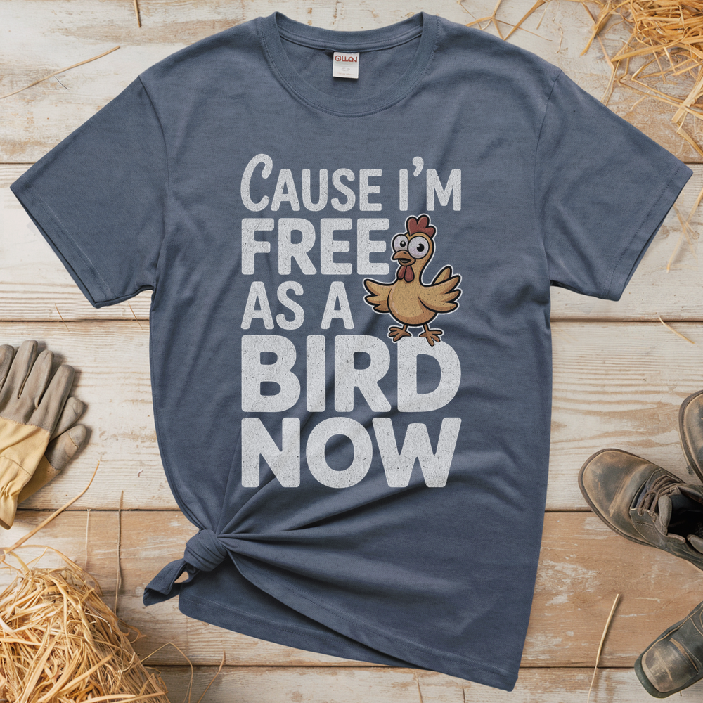 Cause Im Free As A Bird Now (Adult Unisex Tee) - Heather Navy