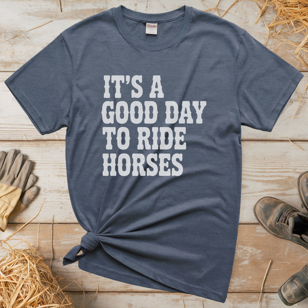 Good Day To Ride Horses Tee - Heather Navy