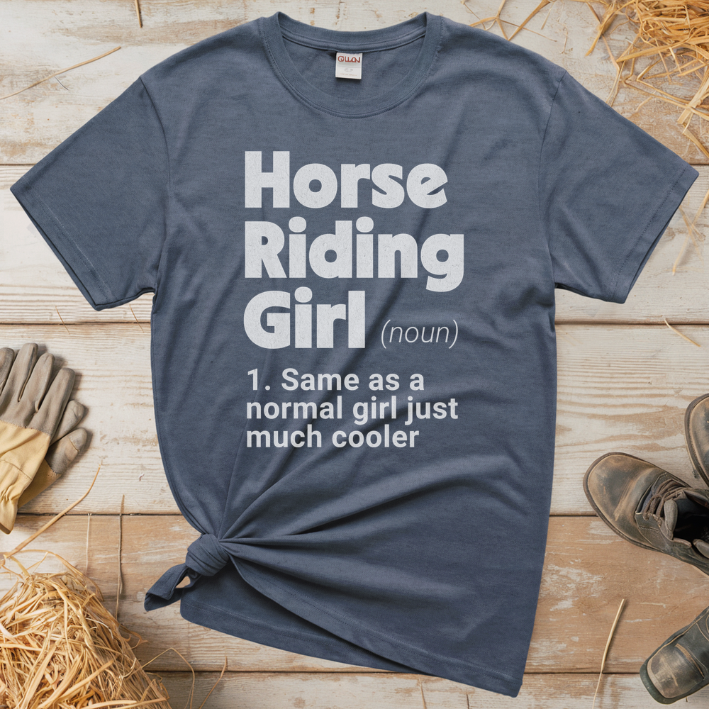 Horse Riding Girl Tee - Heather Navy