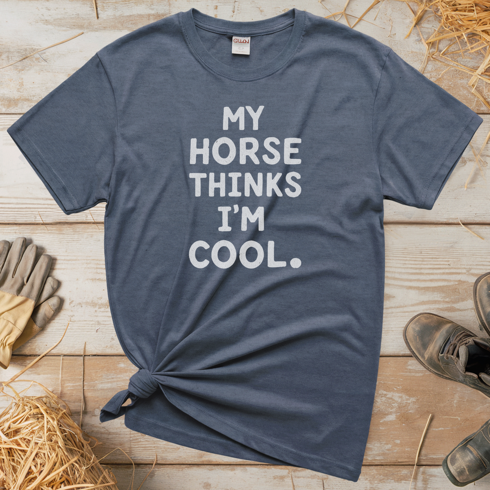 My Horse Thinks Im Cool Adult Tee - Heather Navy