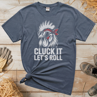 Cluck It Lets Roll Adult Tee - Heather Navy