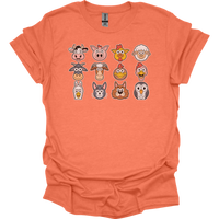 Barnyard Animals Adult Unisex Tee - Heather Orange