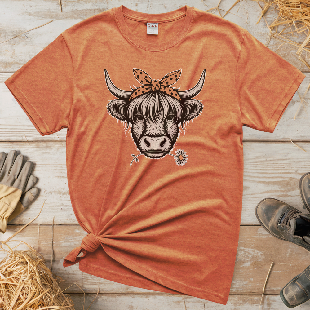 Cow Flower (Adult Unisex T-Shirt) - Heather Orange