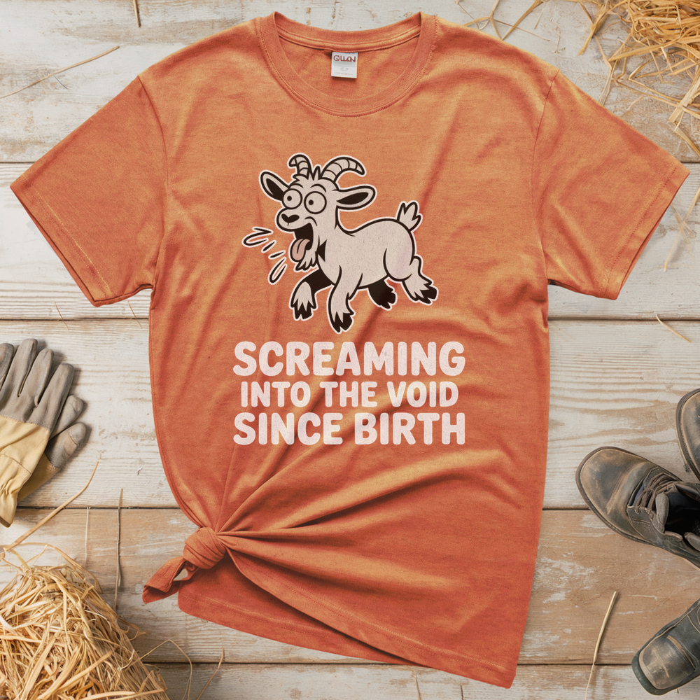 Screaming Into The Void Since Birth (Adult Unisex Tee) - Heather Orange
