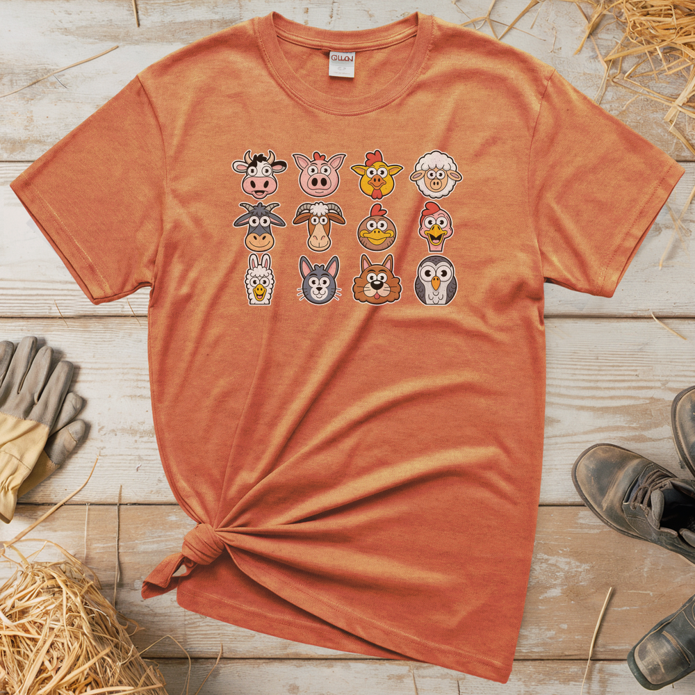 Barnyard Animals (Adult Unisex Tee) - Heather Orange