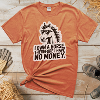 I Own A Horse Therfore I Have No Money (Adult Unisex Tee) - Heather Orange