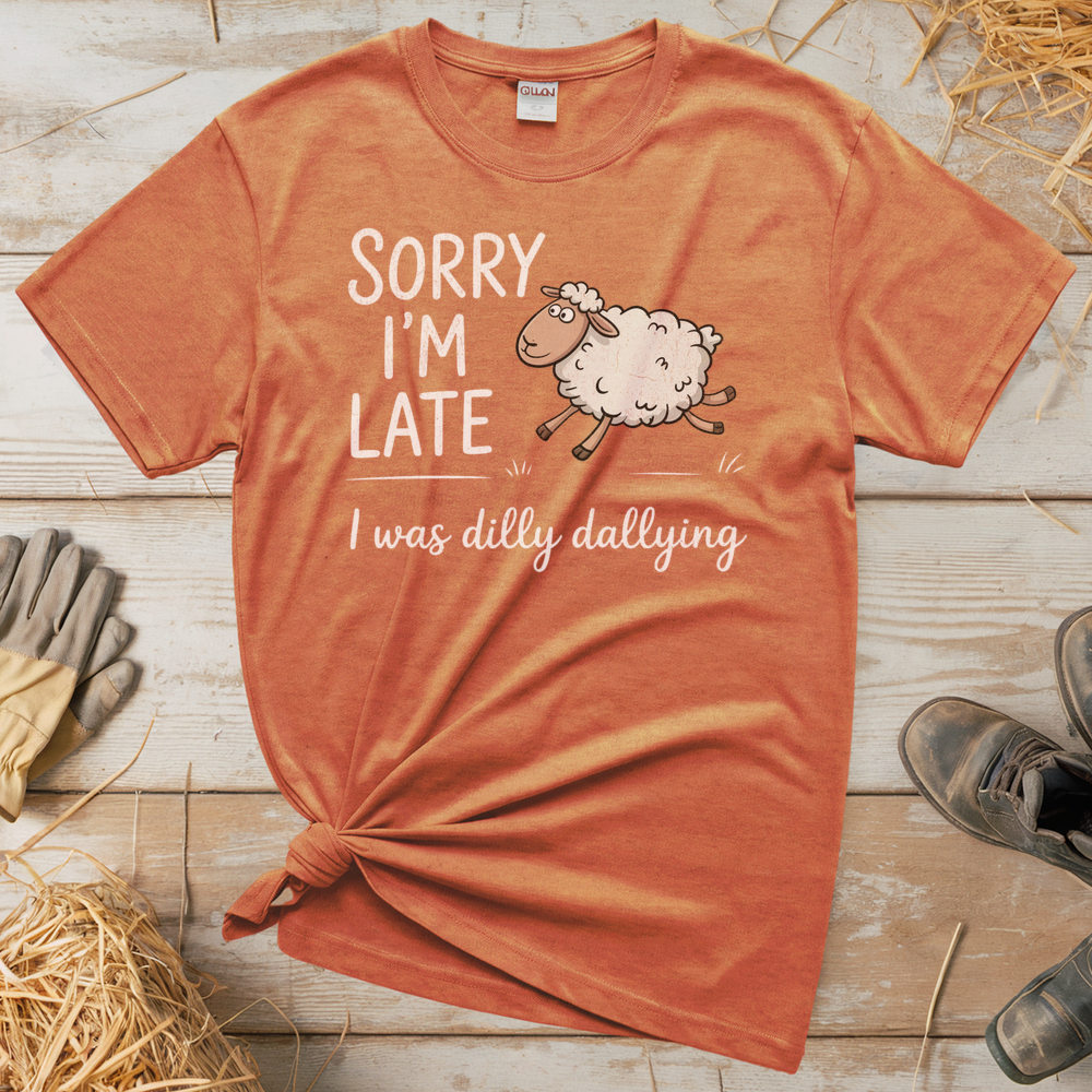 Dilly Dallying Sheep (Adult Unisex Tee) - Heather Orange