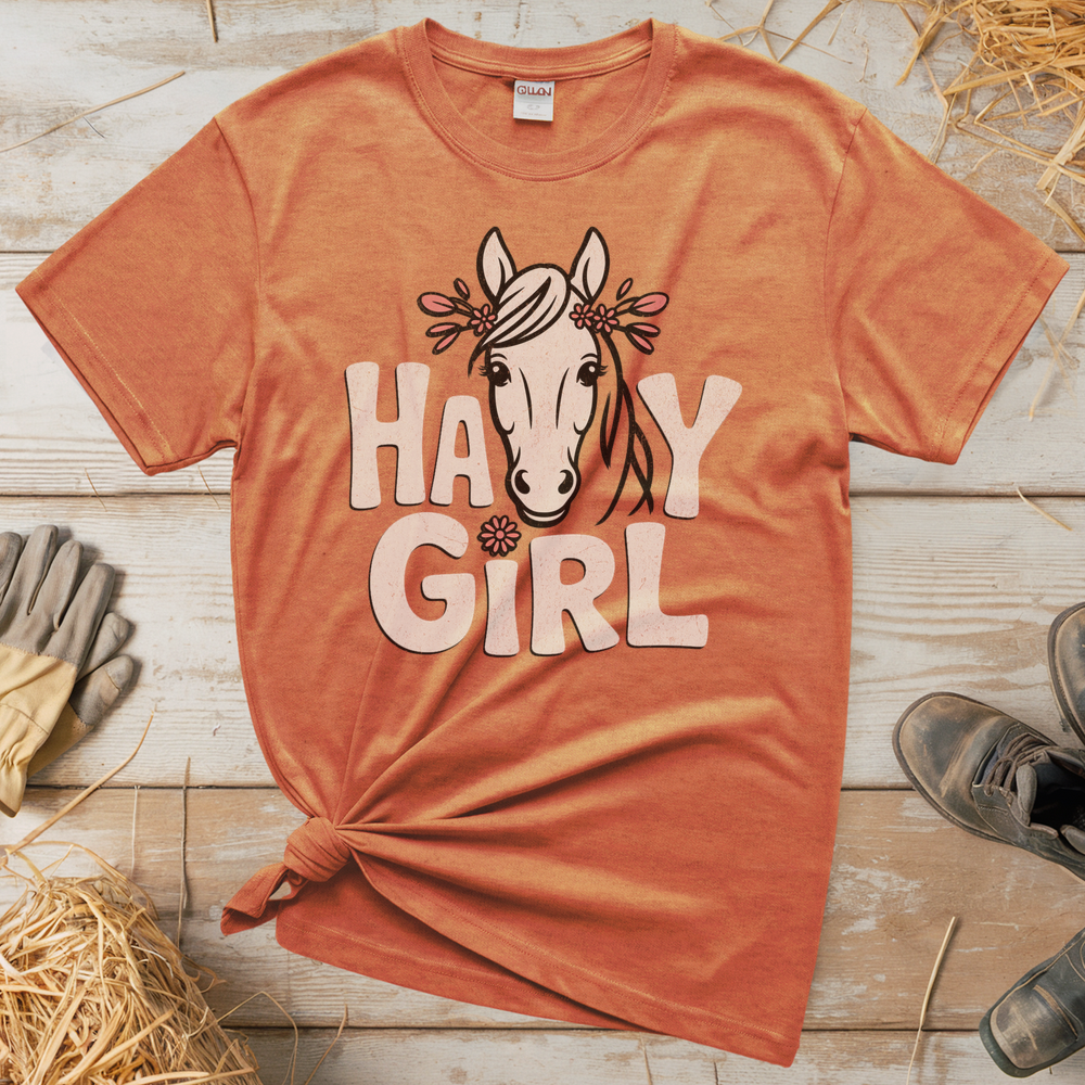 Hay Girl (Adult Unisex Tee) - Heather Orange