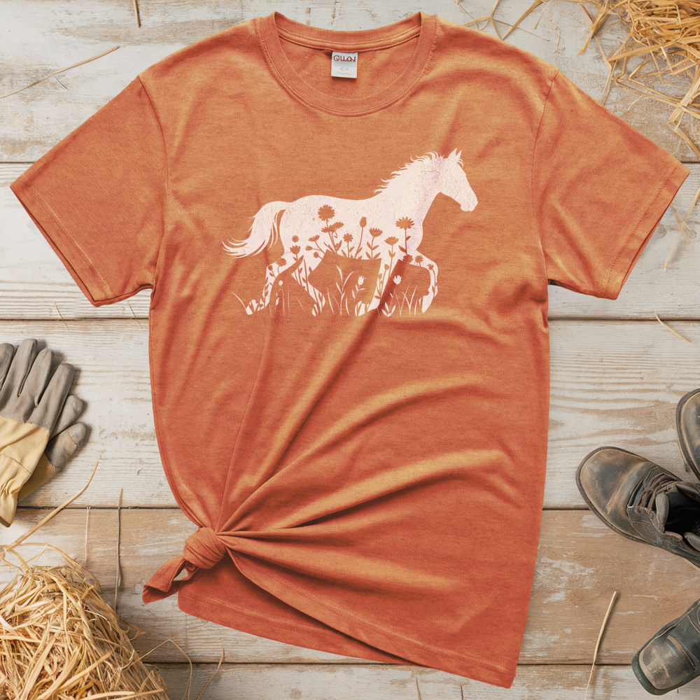 Flower Horse (Adult Unisex Tee) - Heather Orange