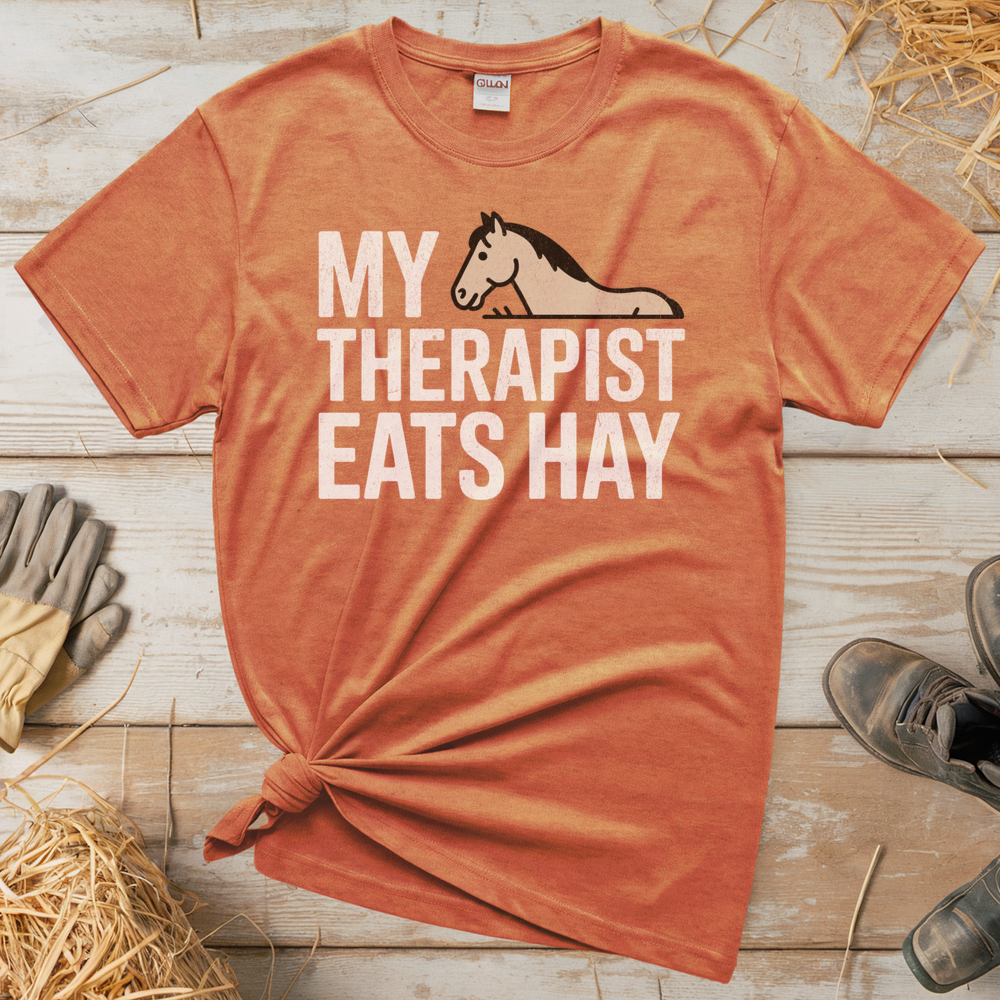 My Therapist Eats Hay (Adult Unisex Tee) - Heather Orange