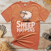 Sheep Happens (Adult Unisex Tee) - Heather Orange