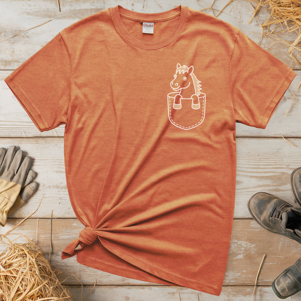 Horse In Pocket (Adult Unisex Tee) - Heather Orange
