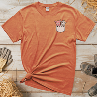 Sheep And Pig In Pocket (Adult Unisex Tee) - Heather Orange
