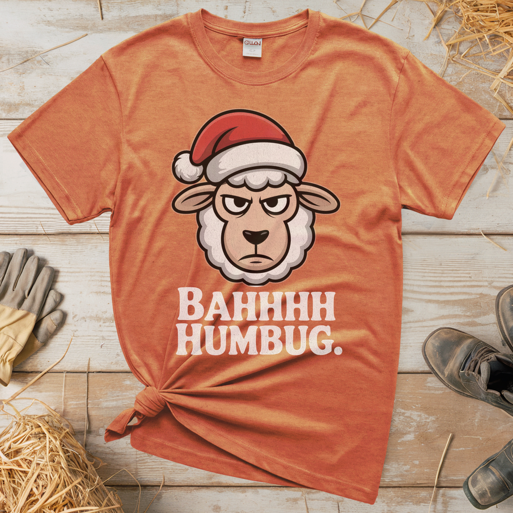 Bahhh Humbug Christmas (Adult Unisex Tee) - Heather Orange