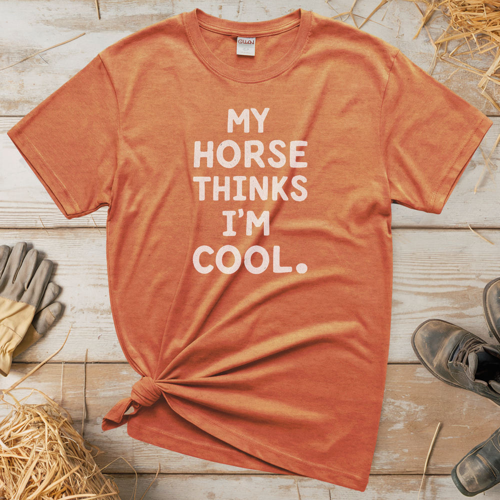 My Horse Thinks Im Cool Adult Tee - Heather Orange
