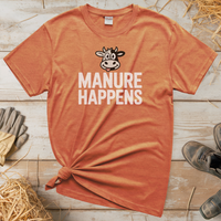 Manure Happens Adult Tee - Heather Orange